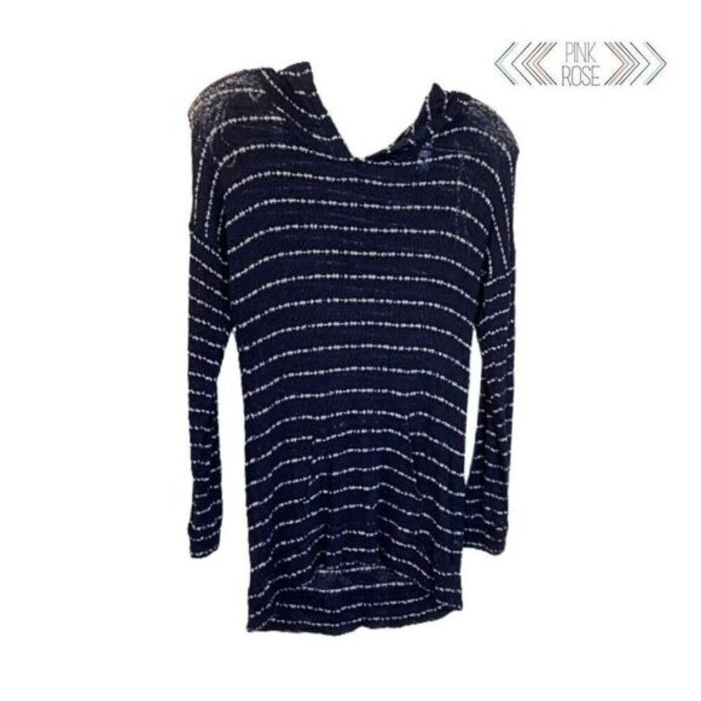 Pink Rose Striped Hoodies for Women Long Sleeve Knit Sweaters Pullover Sweater‎